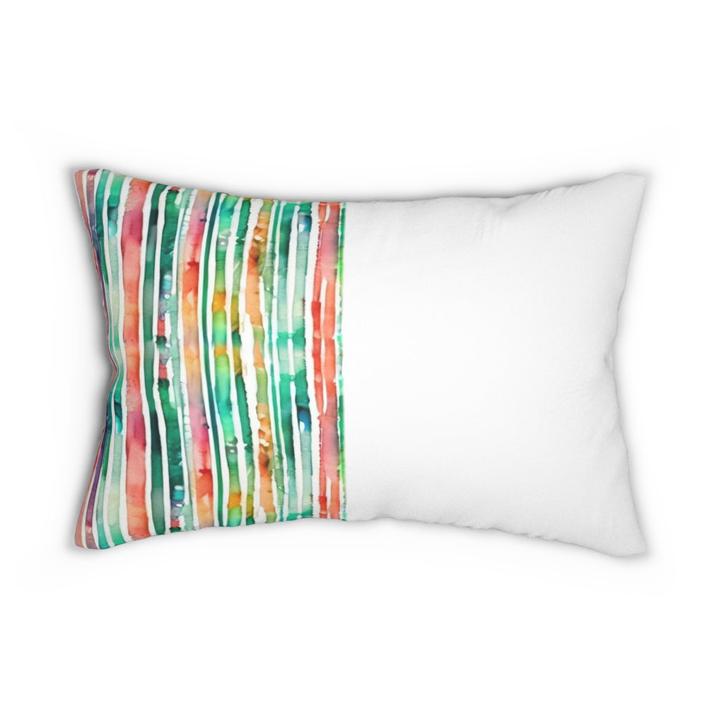 Personalized Watercolor Rainbow 20" by 14" Striped Lumbar Pillow