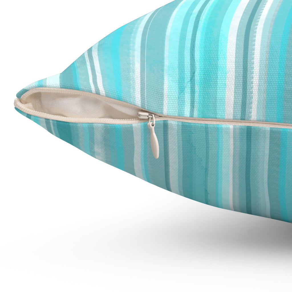 Blue Watercolor Striped Personalized Accent Pillow