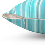 Blue Watercolor Striped Personalized Accent Pillow