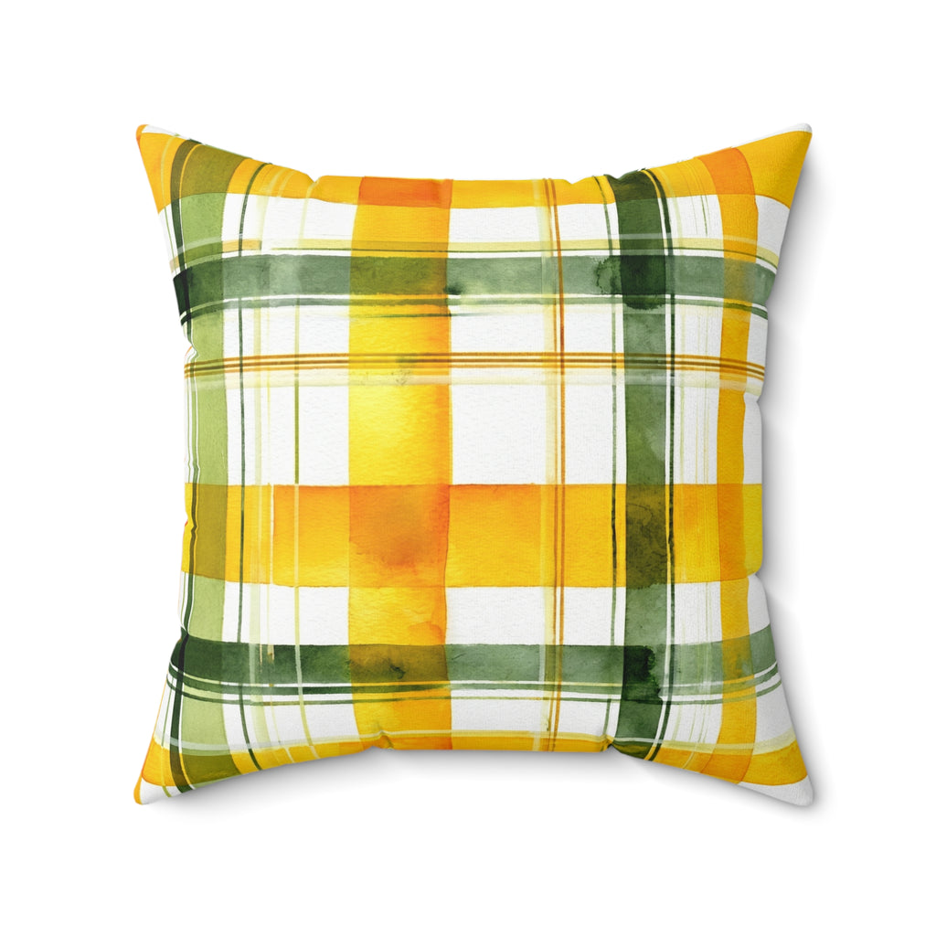 Citrus Sunshine Plaid Accent Pillow