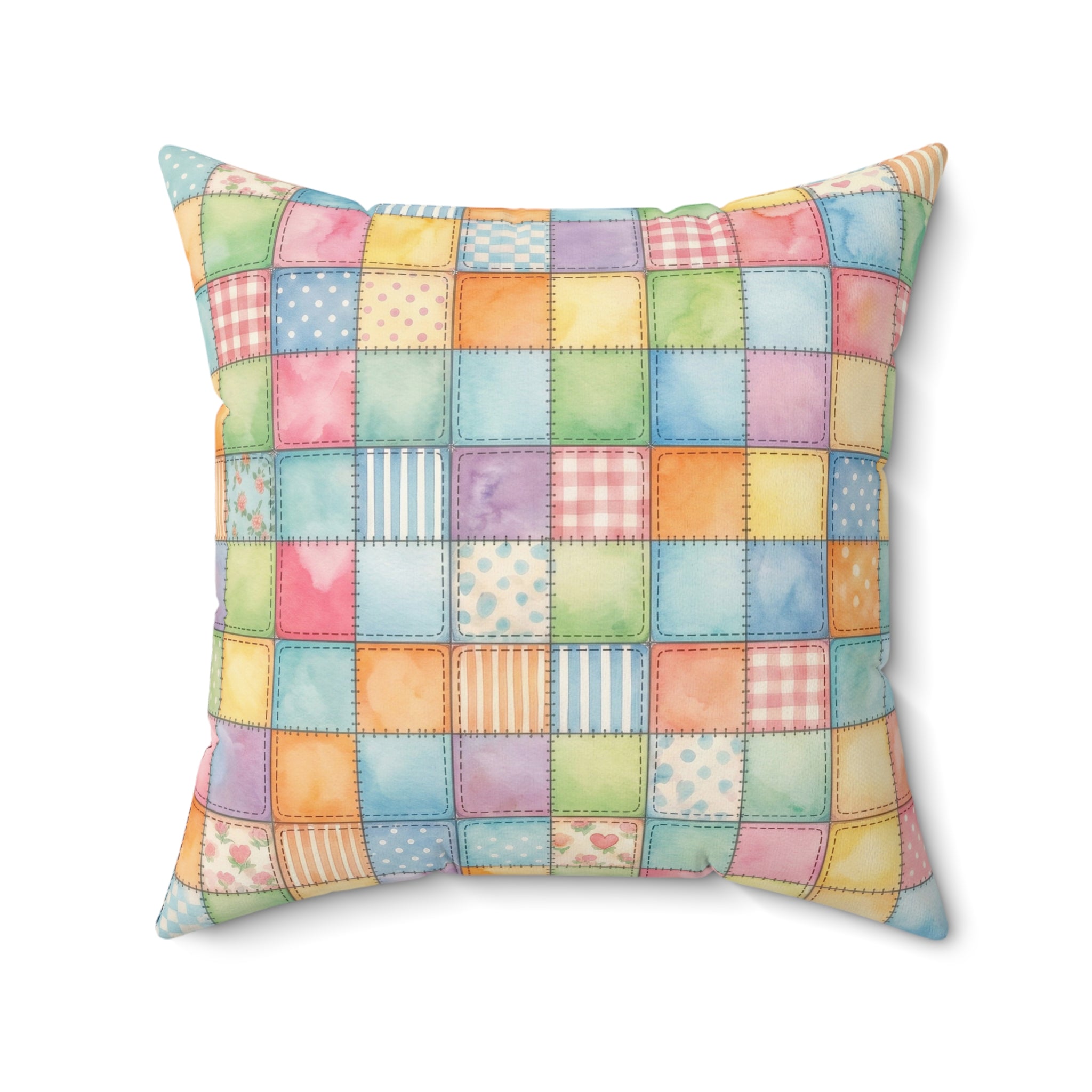 Patchwork Train Pattern Accent Pillow