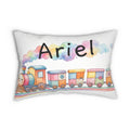 Personalized Patchwork Train 20" by 14" lumbar pillow