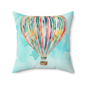 Watercolor Rainbow Centered Hot Air Balloon Accent Pillow