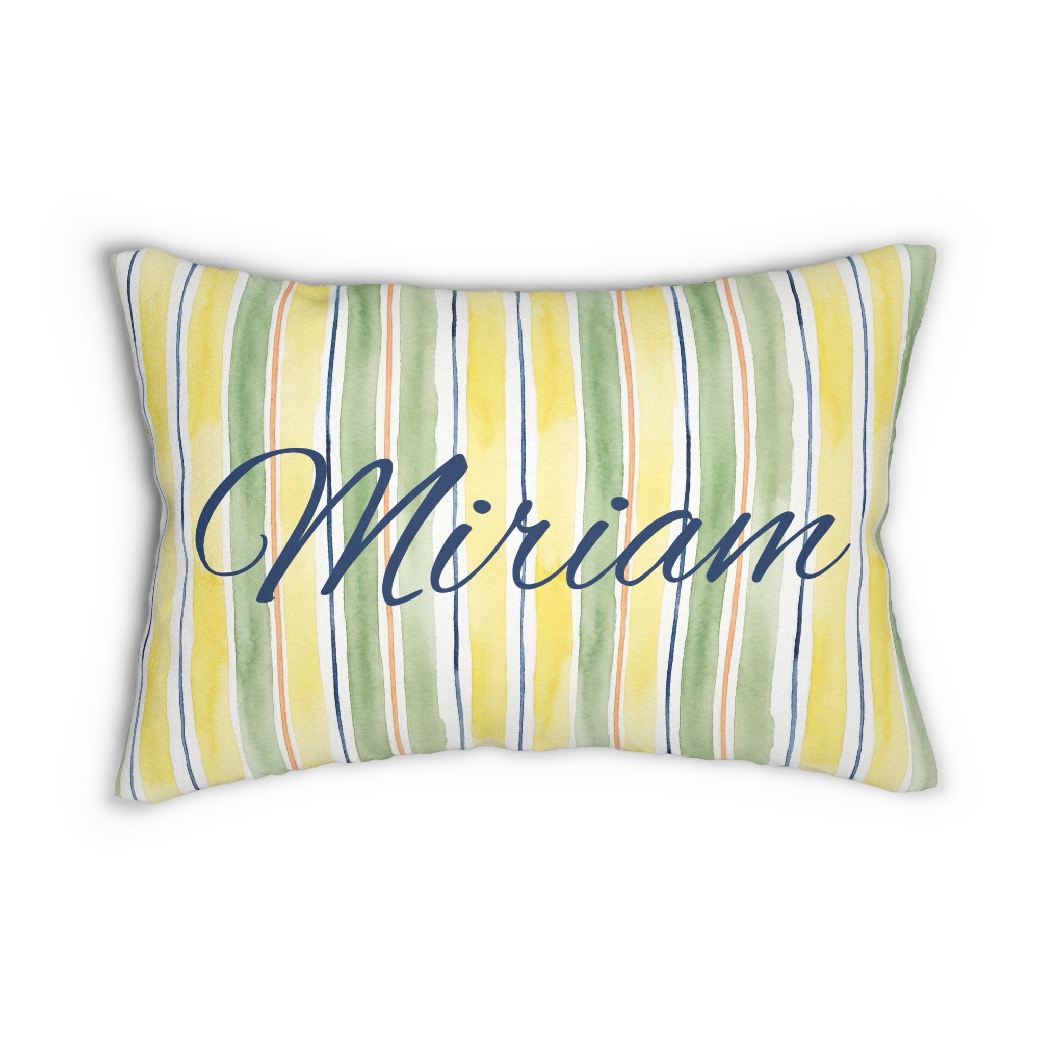 Personalized Citrus Sunshine Stripe 14" by 20" Accent Pillow