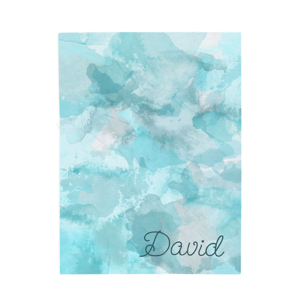 Blue Watercolor Personalized Throw Blanket