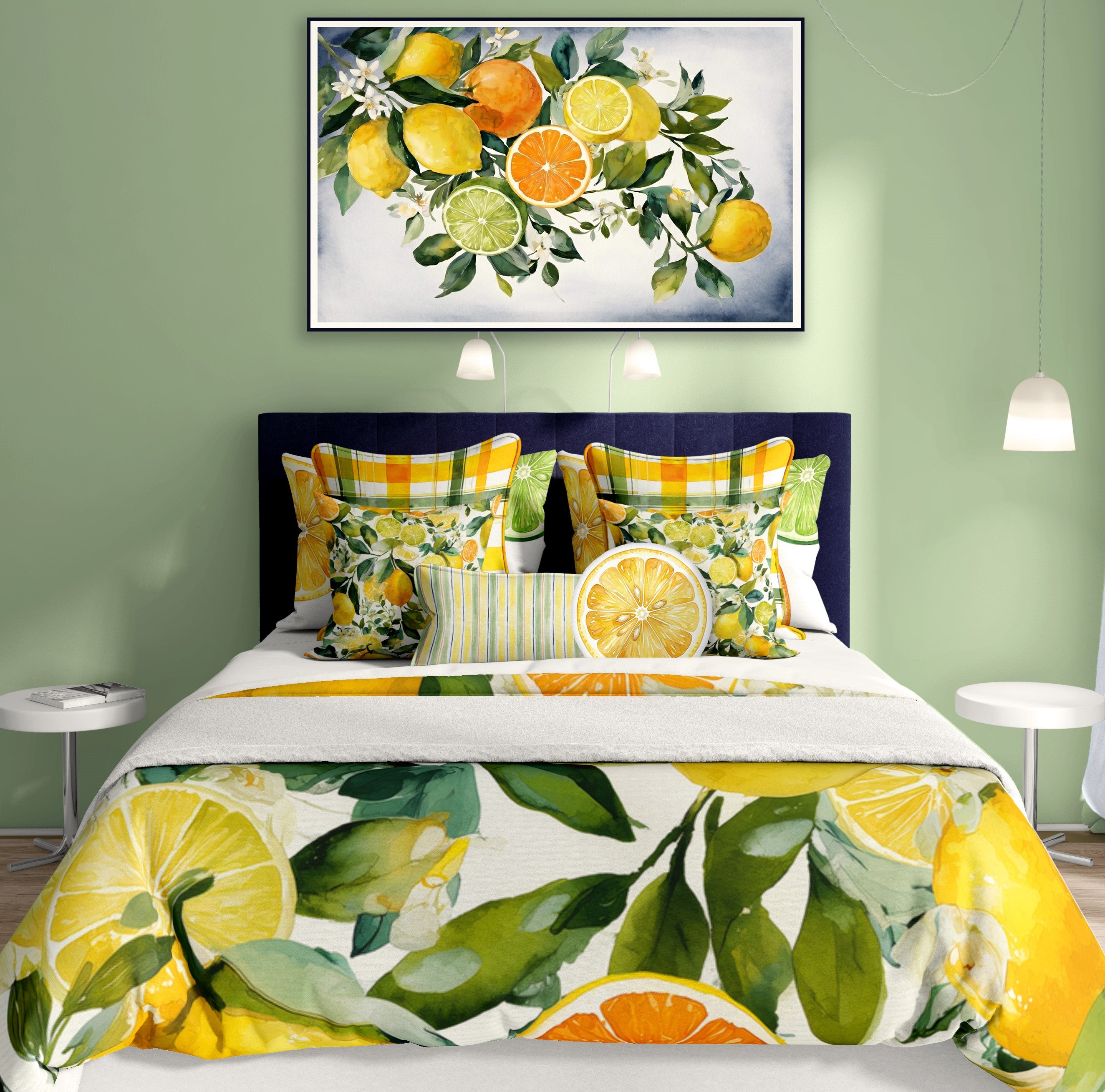 Citrus Sunshine Plaid Accent Pillow