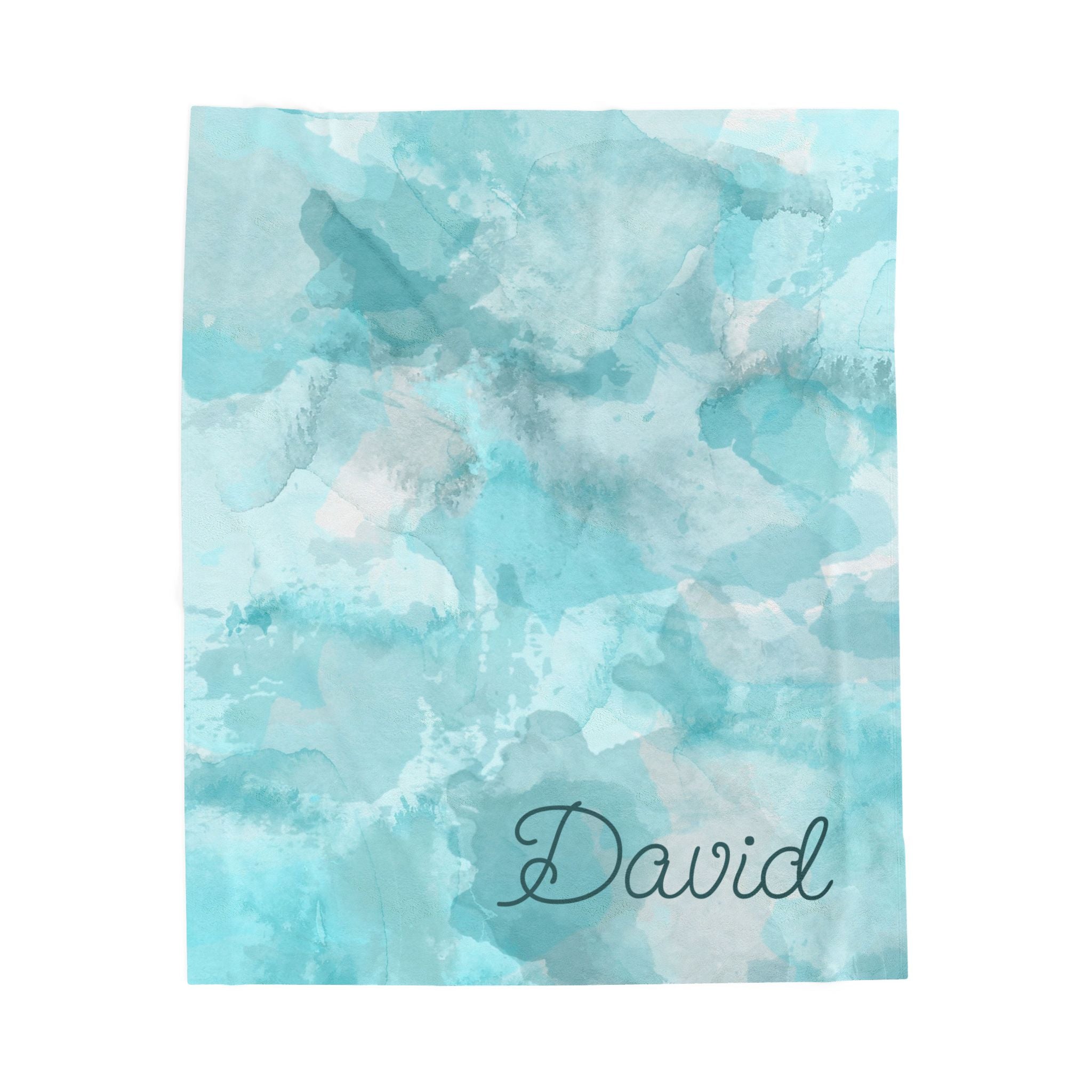 Blue Watercolor Personalized Throw Blanket