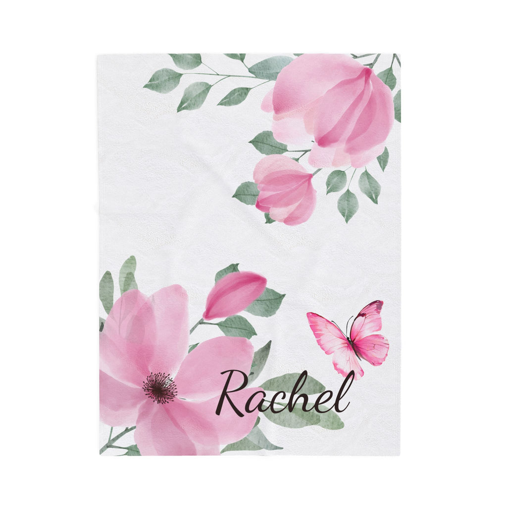 Personalized Pink Blossom Throw Blanket