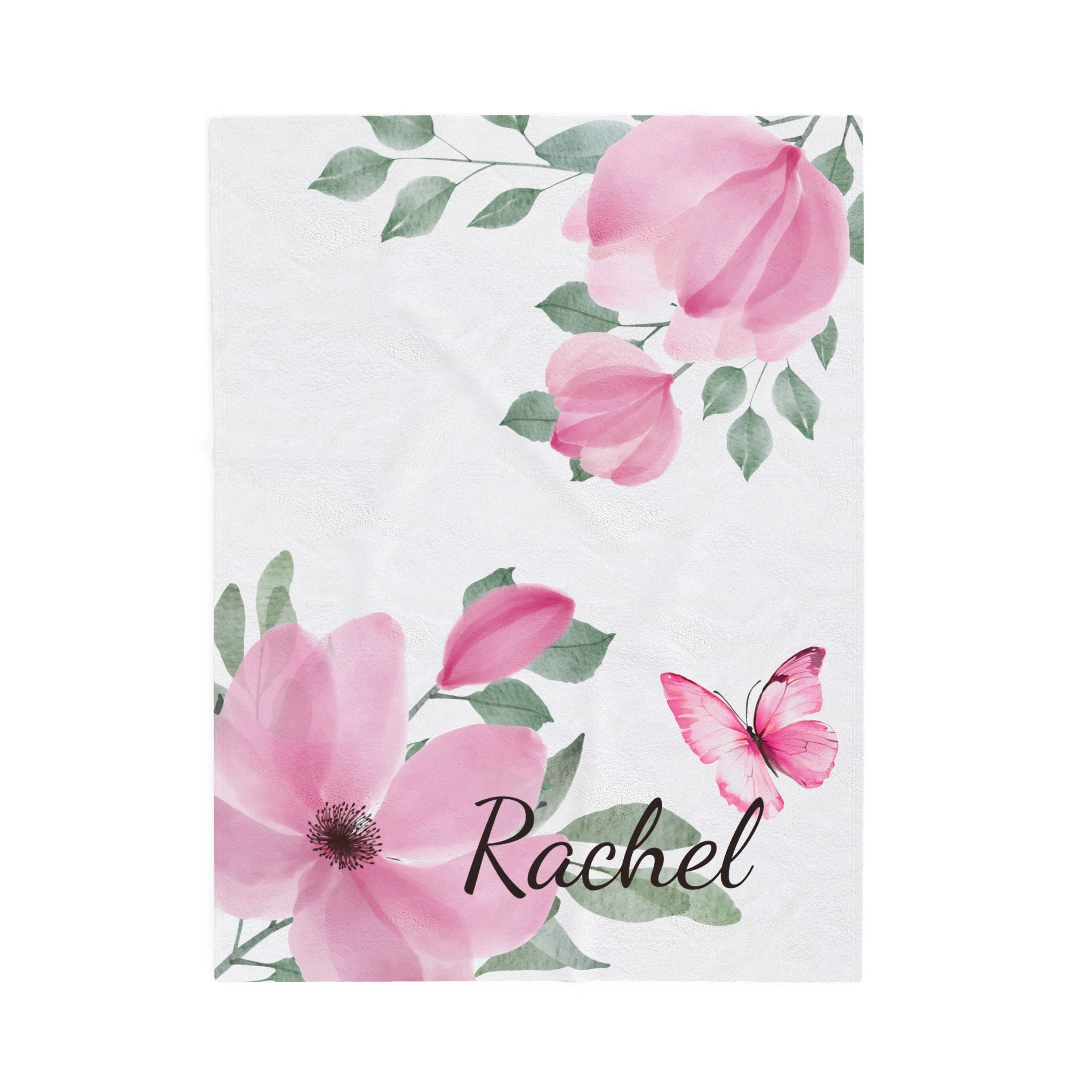 Personalized Pink Blossom Throw Blanket