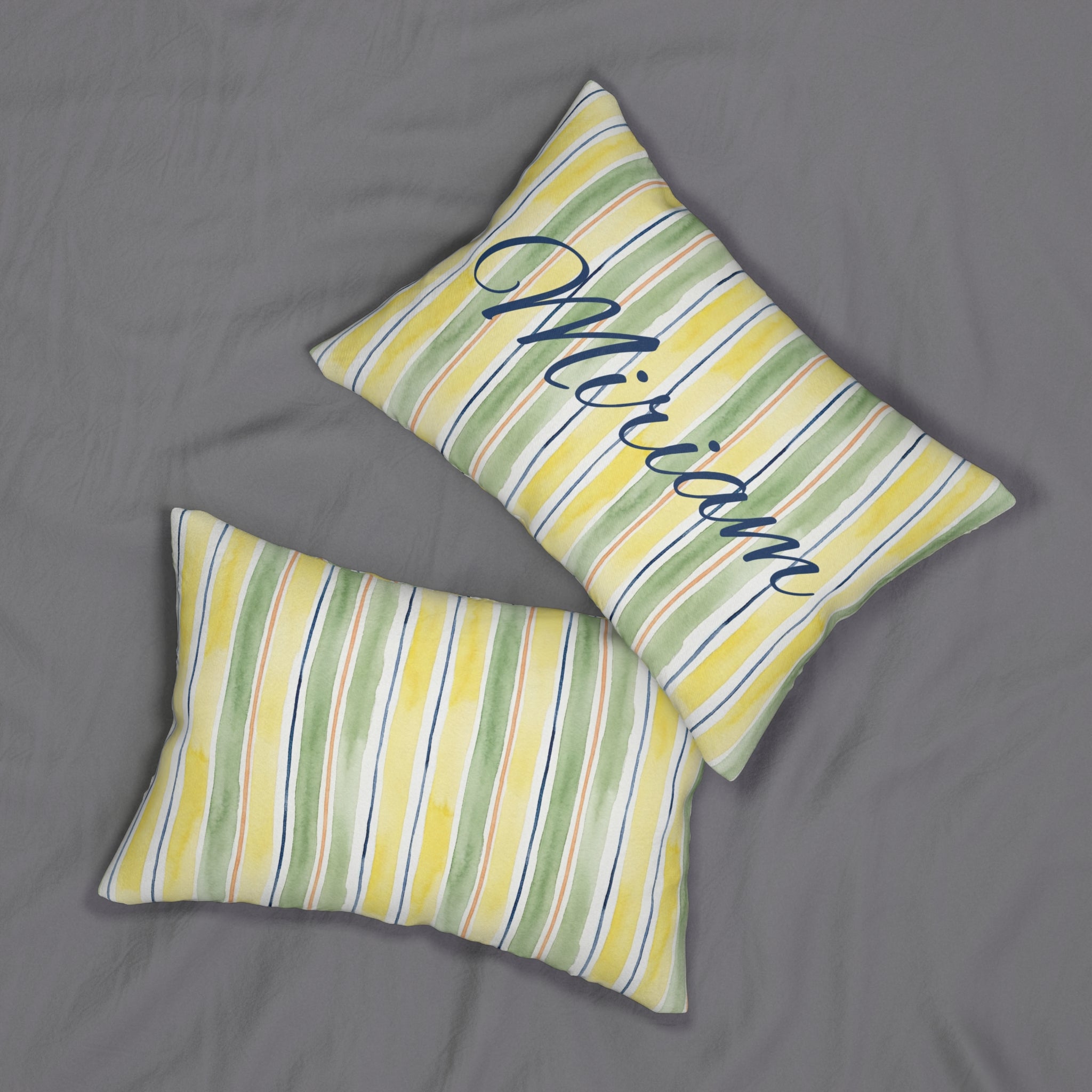 Personalized Citrus Sunshine Stripe 14" by 20" Accent Pillow