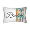 Personalized Watercolor Rainbow 20" by 14" Striped Lumbar Pillow