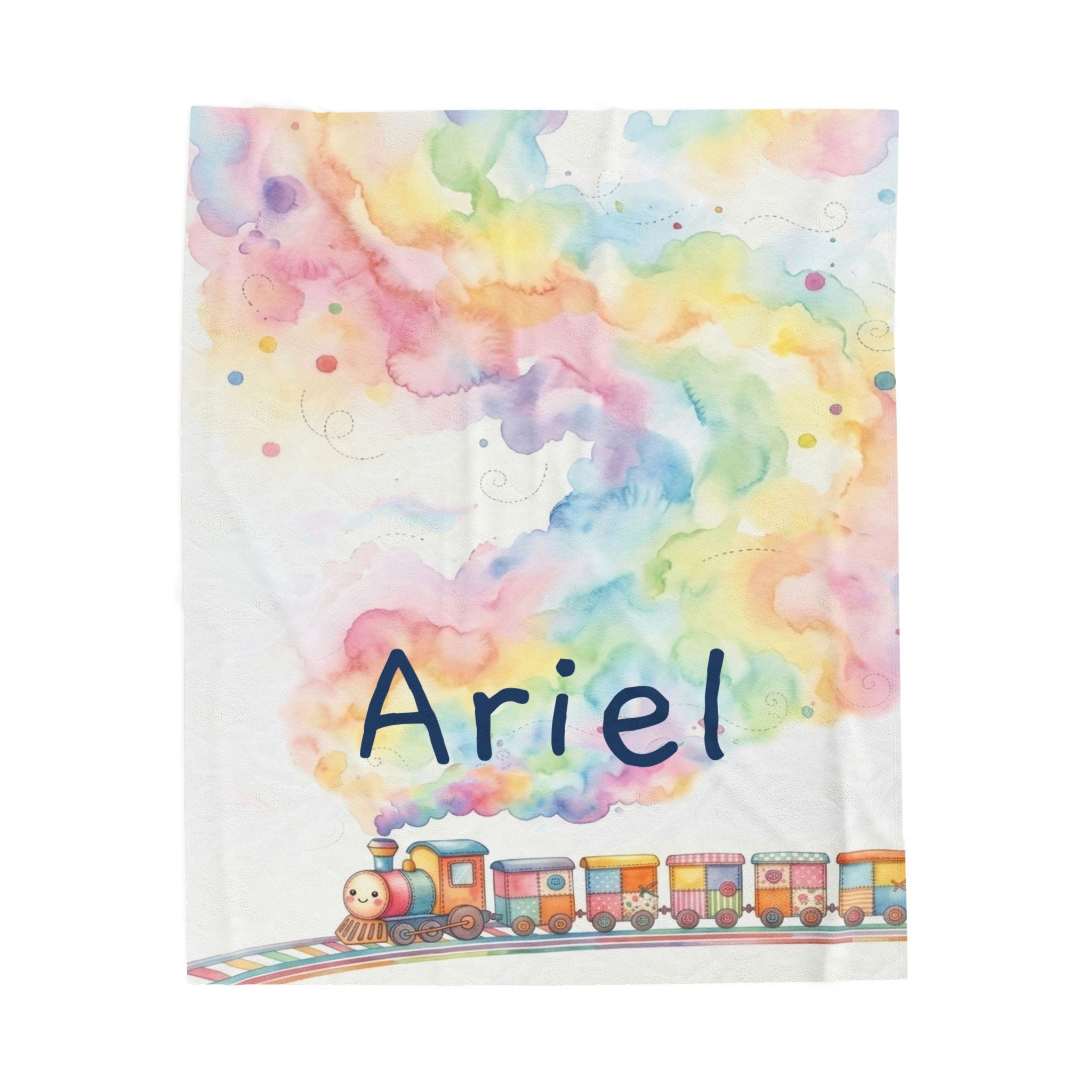 Patchwork Train Personalized Throw Blanket