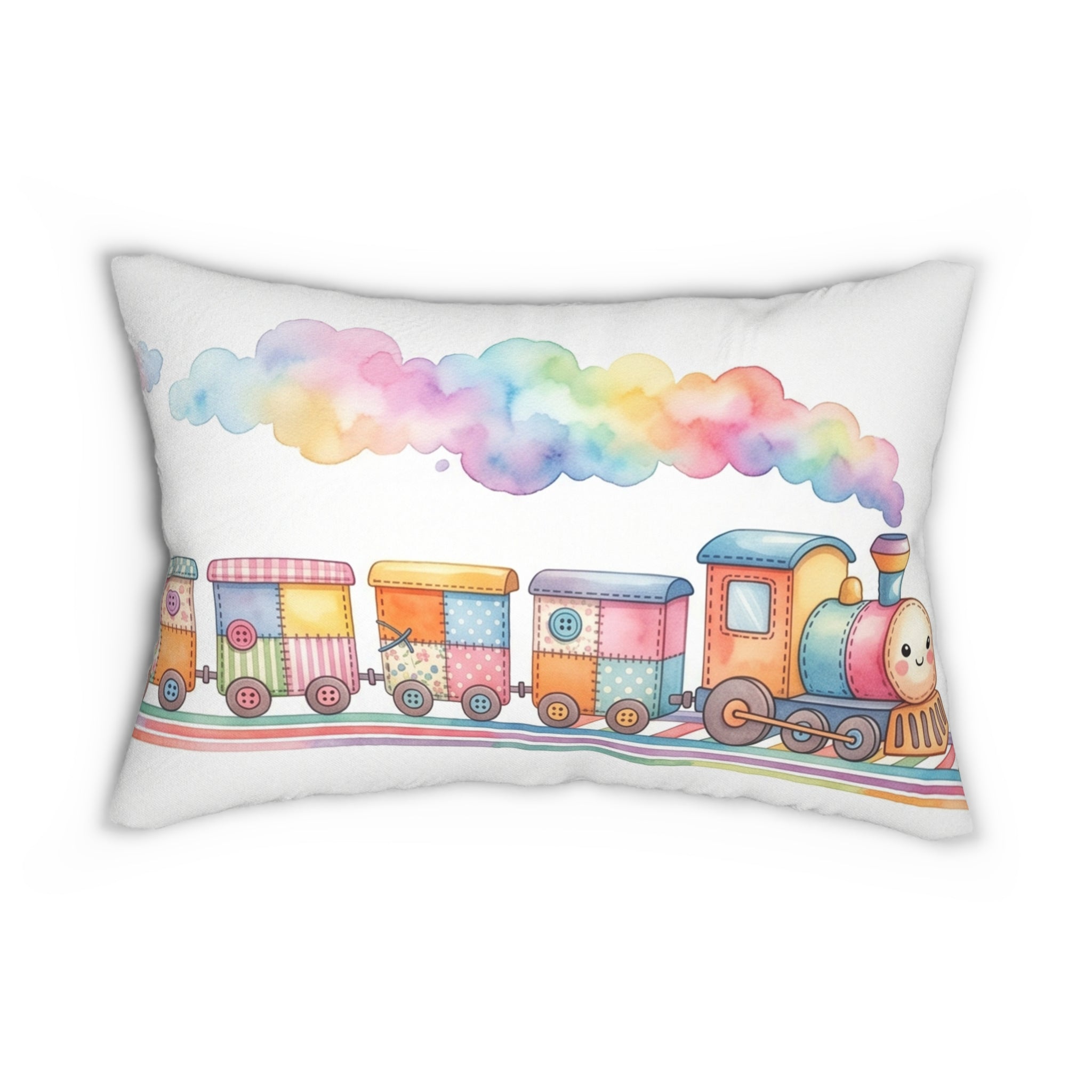 Personalized Patchwork Train 20" by 14" lumbar pillow