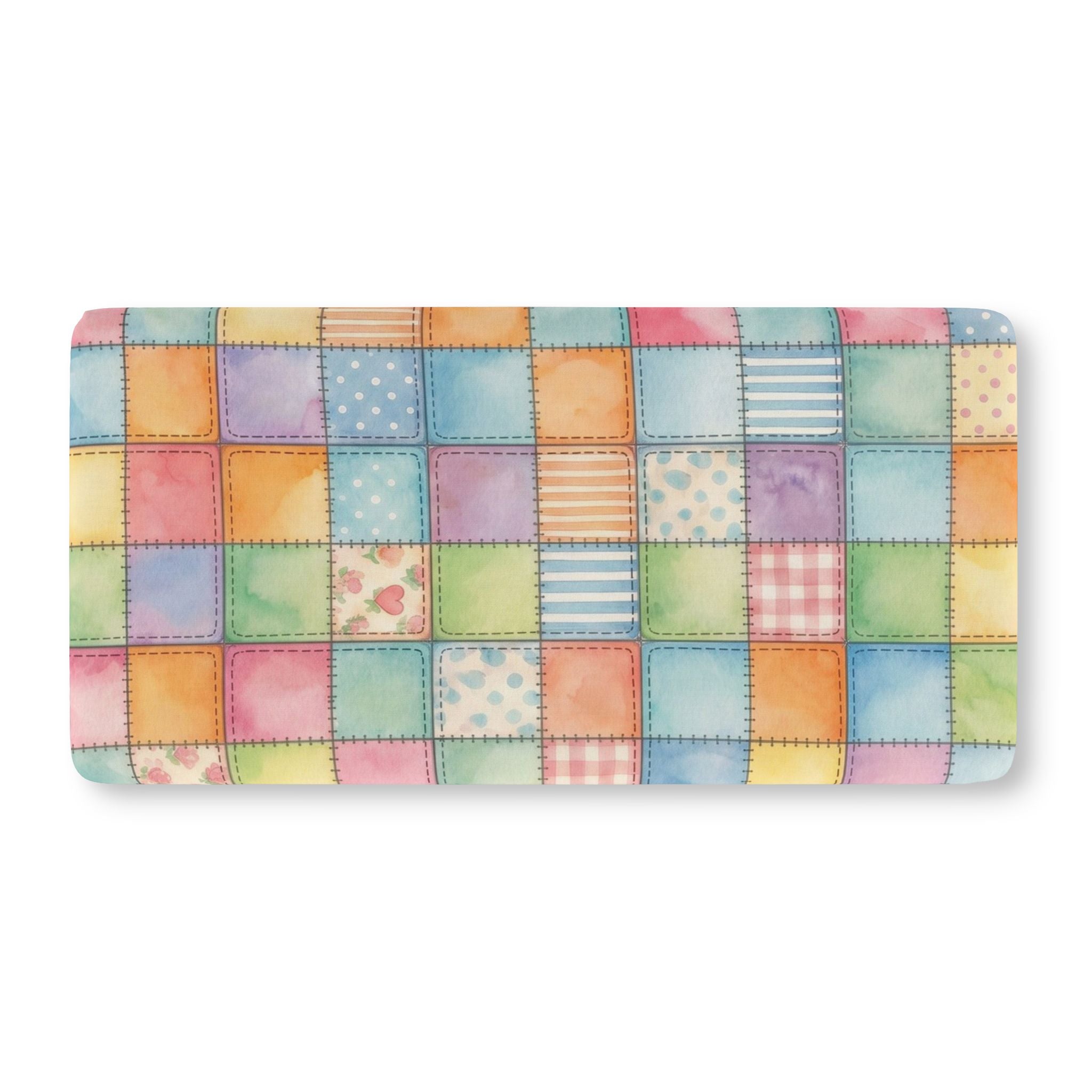 Patchwork Train Pattern Fitted Crib Sheet