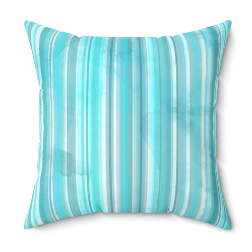 Blue Watercolor Striped Personalized Accent Pillow
