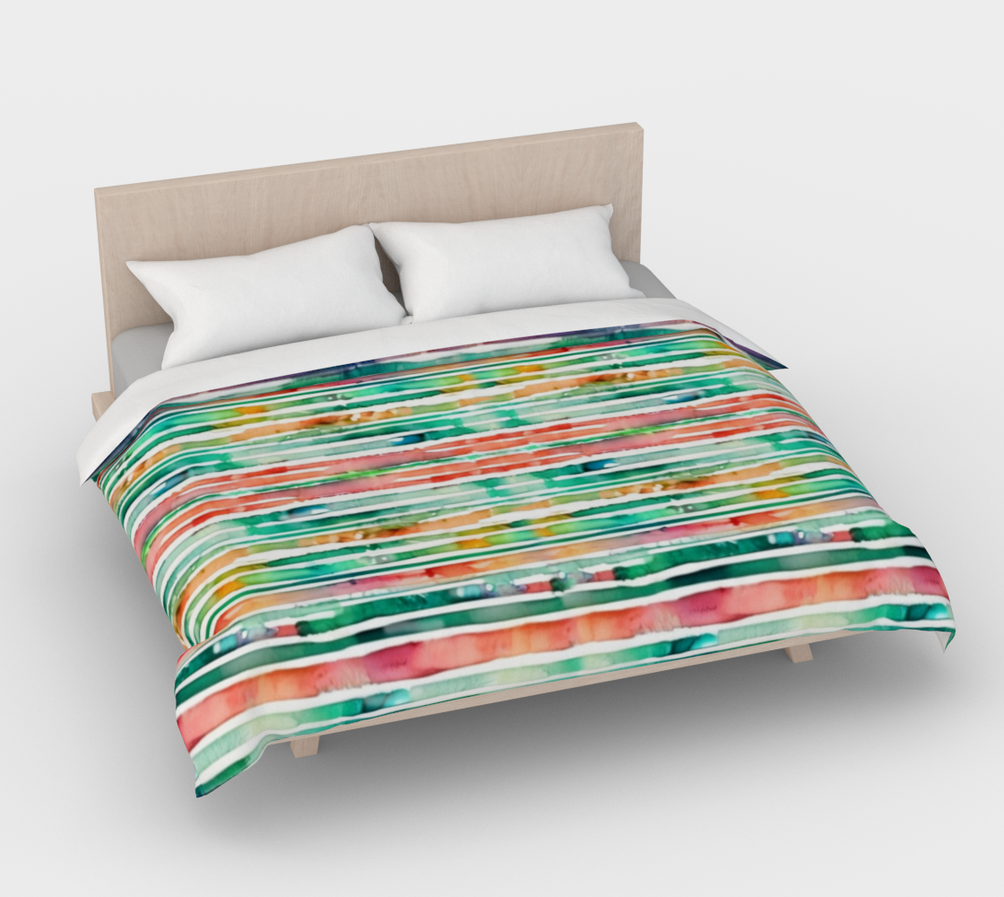 Watercolor Rainbow Full Stripe Duvet Cover