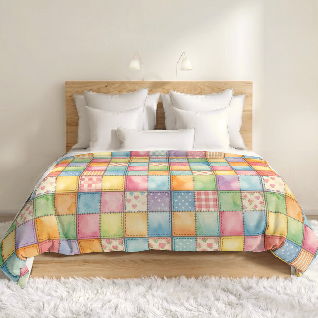 Patchwork Train Pattern Cotton Sateen Duvet Cover