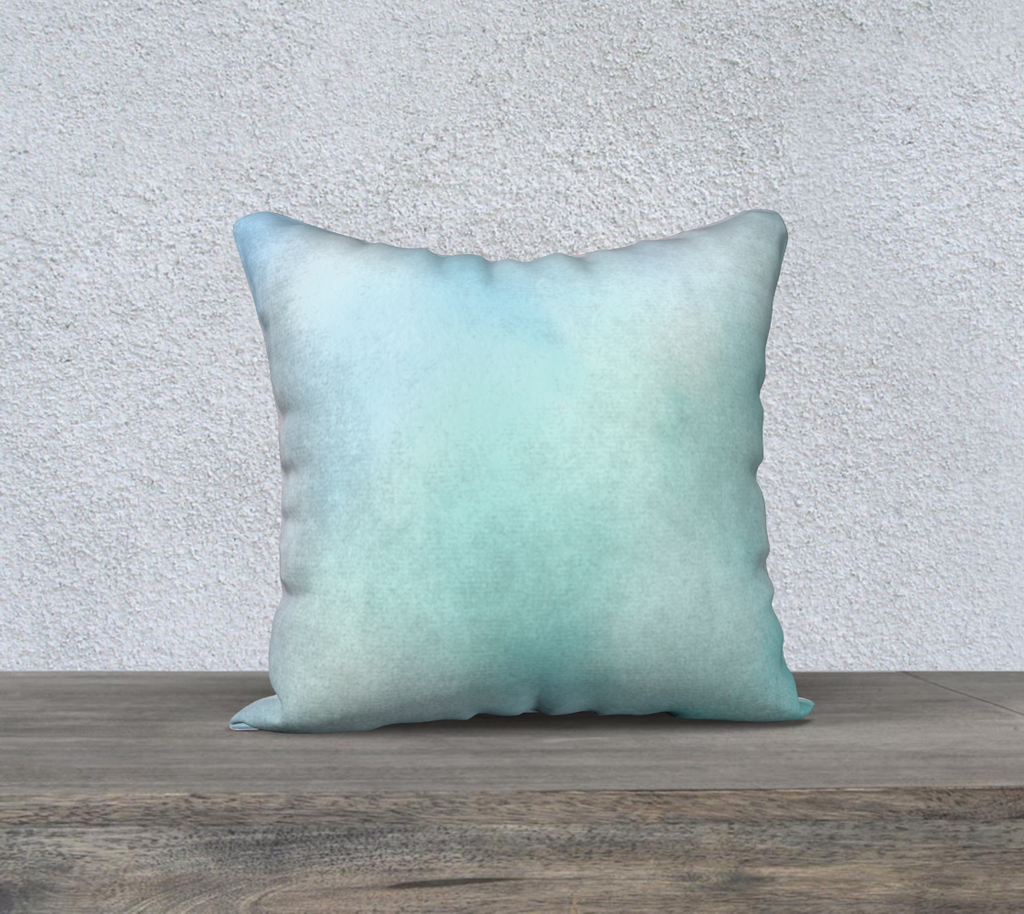 Pastel Sea Linen Pillow Cover- Solid Double Sided Pink/Blue Watercolor 18" by 18"