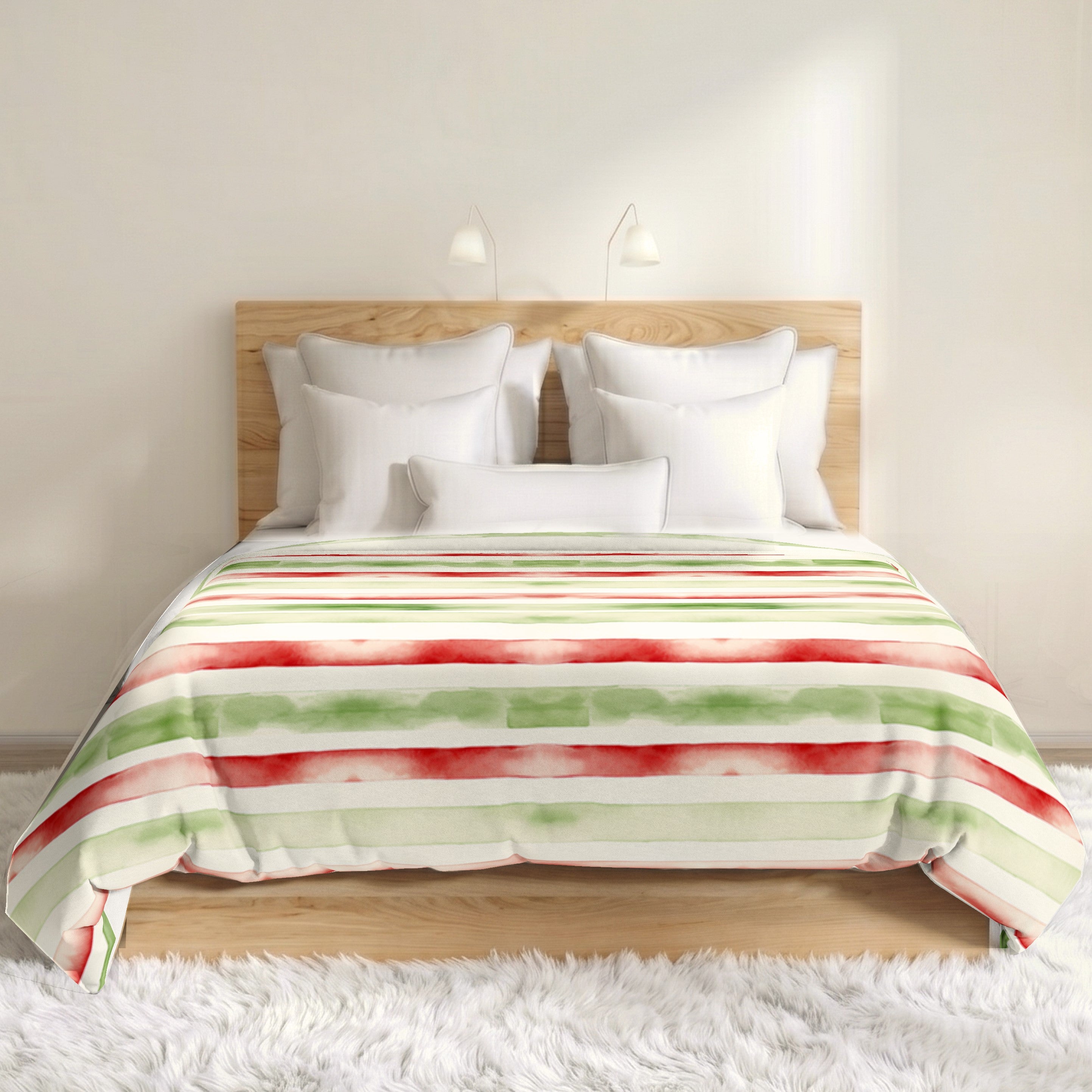 Cheery Cherry Striped Duvet Cover