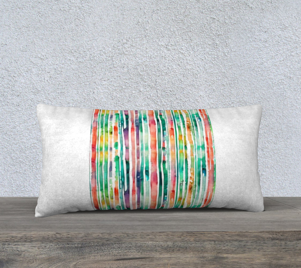 Watercolor Rainbow 24" by 12" Velvet Pillow Case