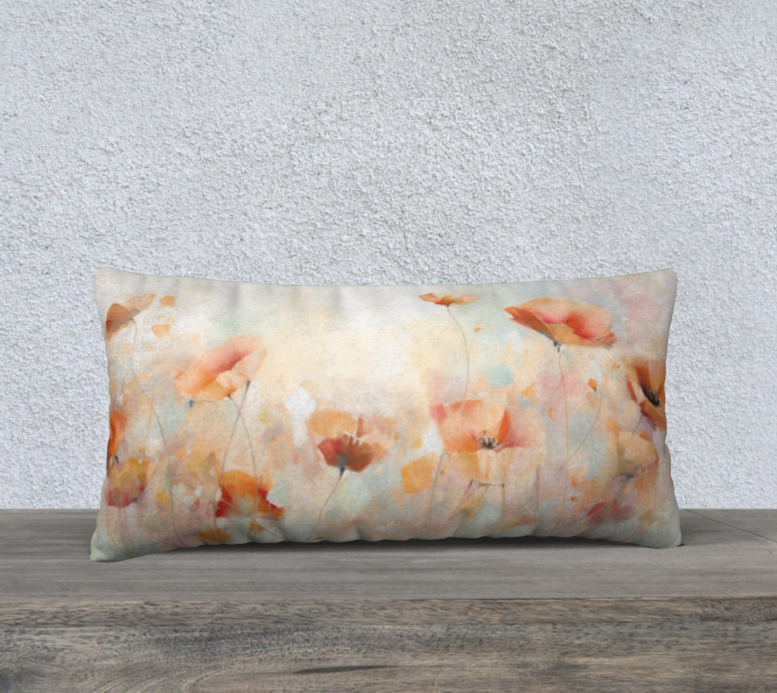 Pretty Poppy Field 24 by 12 Pillow cover