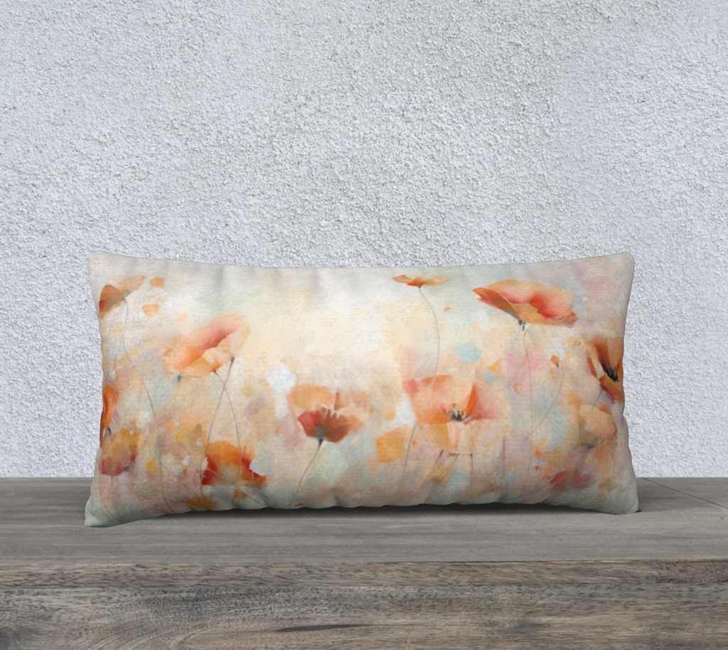 Pretty Poppy Field 24 by 12 Pillow cover