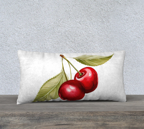 Cheery Cherry 12x24 Single Cherry Velvet Pillow Cover